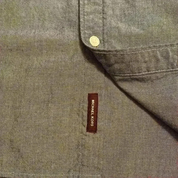 Michael Kors Blue XL Tailored Fit Long Sleeve Button Front Shirt. - Picture 7 of 10